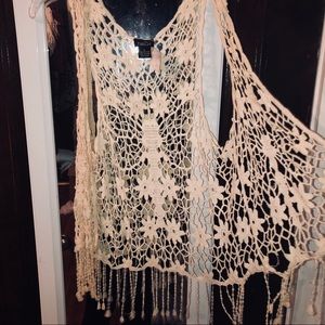 Knitted fringe vest